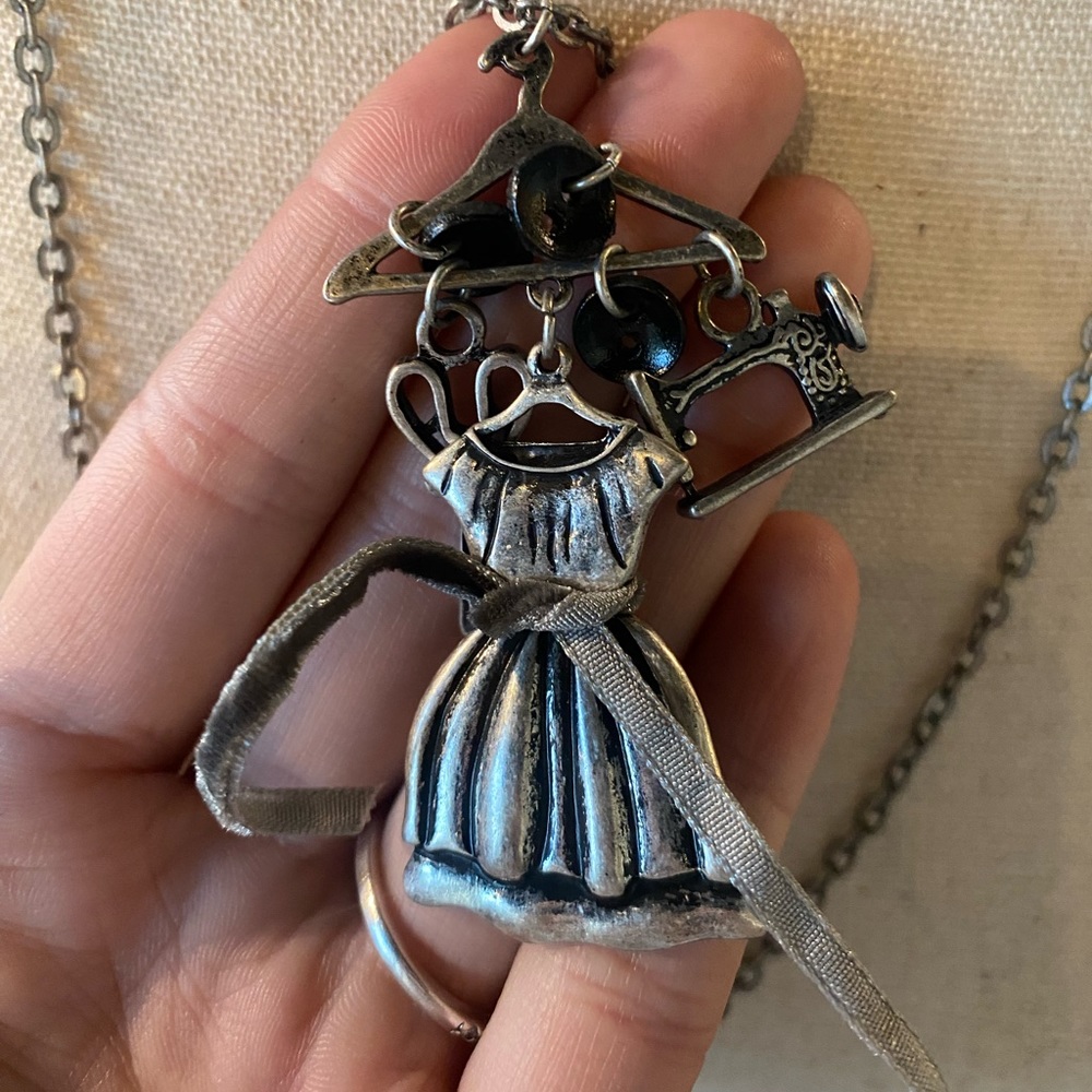 Sewing Charm Necklace W/ Earrings